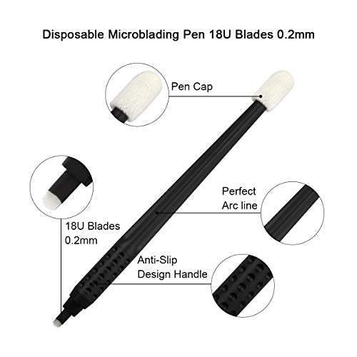 Disposable Microblading Pen Set 18U Nano Blades 0.16mm - 10pcs Sterile