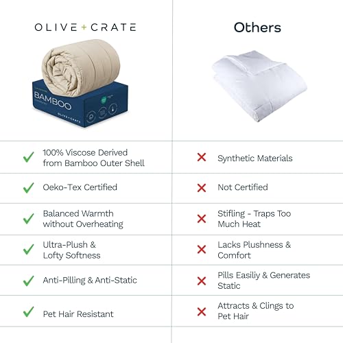 Bamboo Comforter Queen Size Beige Oatmeal - Breathable & Hypoallergenic