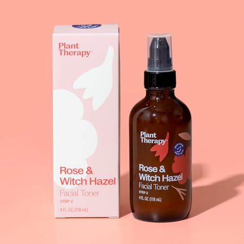 Plant Therapy Rose & Witch Hazel Facial Toner 4 oz, Alcohol Free Witch Hazel, Hydrating Toner, Pore Minimizer, Clear Skin