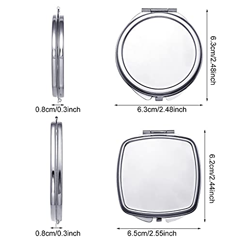 12 Pcs Sublimation Compact Mirrors Set - Round & Square Shape Makeup Mirrors