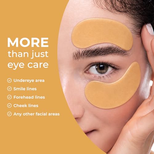 24K Gold Collagen Hydrogel Eye Patches - 60 Pads, Hydrating & Brightening (1 Pack of 60)