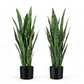 Green 2-Pack Artificial Snake Plants - Lifelike Indoor Faux Sansevieria