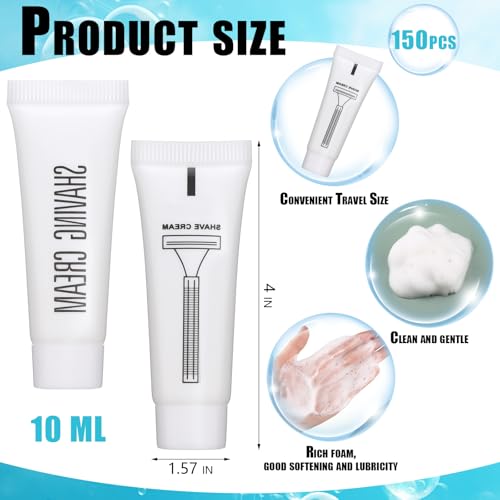 Disposable Shaving Cream Bulk Travel Size 10 Ml/ 0. 35 Fl. oz Shave Cream for Hotel Camping Travel Homeless Toiletries(150 Pcs)