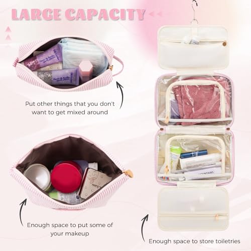 Pink Personalized Toiletry & Makeup Bag Set for Teen Girls - Fystdtote