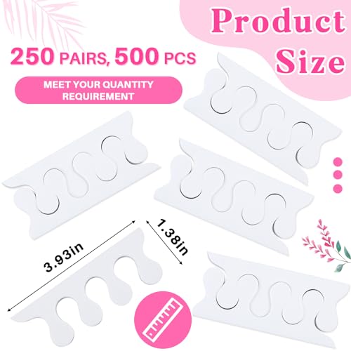 White Toe Separators 500 Pcs Bulk for Pedicure and Nail Care - Mumufy