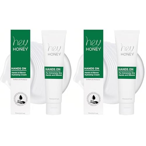 Hey Honey Hand Cream for Extremely Dry Cracked Hands & Elbows - Instant Relief with Shea Butter, Honey & Propolis - Cracked Skin Repair Moisturizer - Fast Absorbing 2.2 Oz (Pack of 2)