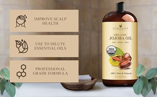 Organic Jojoba Oil 28 Fl Oz - Cold-Pressed, USDA Certified, Moisturizes Skin & Hair