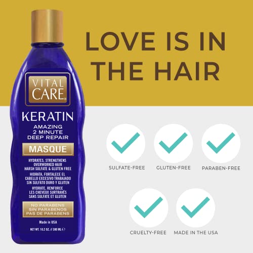 Vital Care Keratin Hair Repair Mask - Hydrating Deep Conditioning Treatment for Damaged Hair