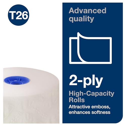 Tork High-Capacity White Toilet Paper Roll Dispenser T26, 36 Rolls, 1000 Sheets Each
