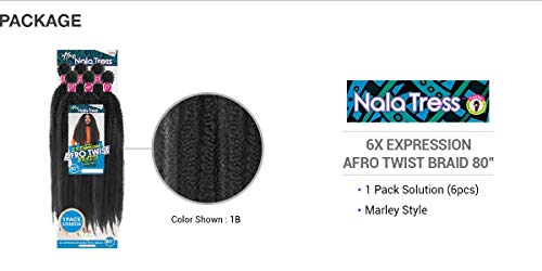 Janet Collection Braids Nala Tress 6X Afro Twist Braid 80" (6Pcs) Off Black 1B