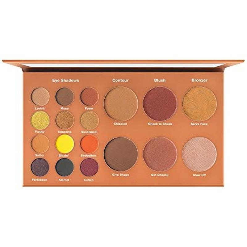 Black Radiance Bold & Sexy Palette, 18 Shades for Eyes & Face, Matte, Glitter & Pearl Finishes, Includes Contour, Blush & Illuminators - Melanin Collection