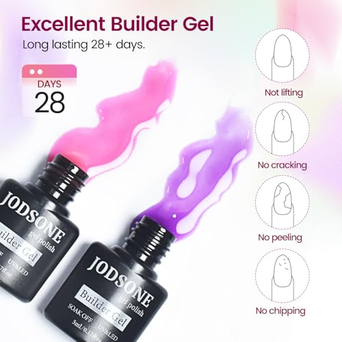 JODSONE Builder Gel Nail Kit with UV Light - Set-07, 21 Colors & Extension Stickers