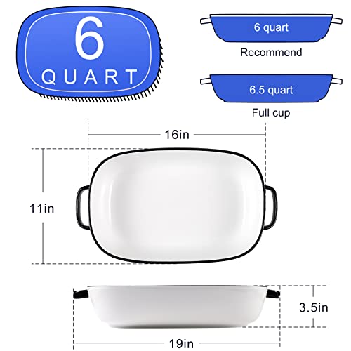 Large Rectangular Baking Dish 16x11 Inches - 6 Qt Ceramic Casserole Pan - White - Variation of THIS listing