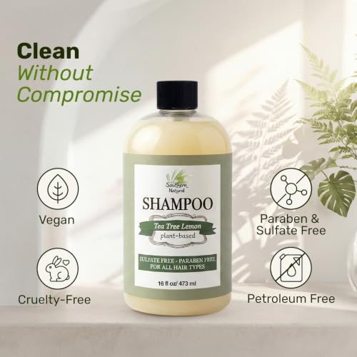 Sulfate-Free Tea Tree Lemon Shampoo for Dry & Oily Hair 16 oz - Daily Use