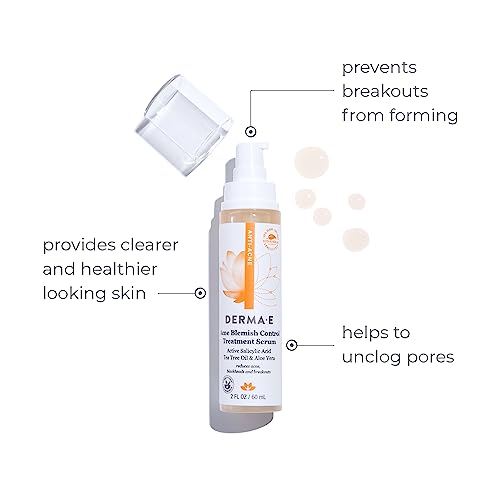 DERMA E Acne Spot Treatment, Acne Blemish Control Treatment Serum, 2 Fl Oz, Clinically Studied to Help Fight Blackheads, Breakouts and Cystic Acne for Clearer Looking Skin