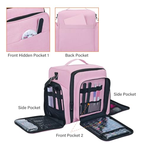 Pink Nail Polish Organizer Case for 60 Bottles with Detachable Bags - Travel & Storage