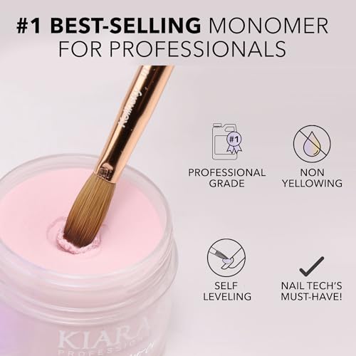 Kiara Sky EMA Liquid Monomer for Nails 16 Fl Oz - Self-Leveling & Non-Yellowing