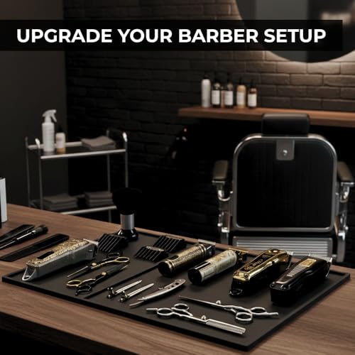 Large Professional Barber Mat 20x14 Inches Non-Slip Counter Pad for Clippers & Tools