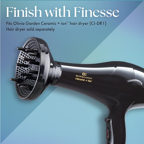Olivia Garden 1875W Ceramic + Ion Professional Hair Dryer for Men and Women - Fast Drying Blow Dryer - Powerful Ionic Generator - 3 Heat Settings - With 2 Nozzles and Storage Bag