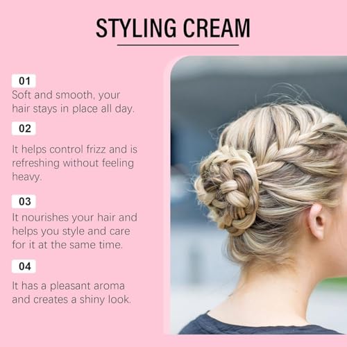 3-In-1 Hair Styling Cream, Hair Cactus Fruit 3-In-1 Styling Cream & Taming Wand, Smooth Frizz, Cactus Fruit Extract for Tames Flyaway H-air, Enhances Shine, Non-Greasy, for Women & Girls (3 PCS)