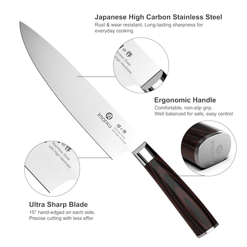 Pakkawood Brown 3-Piece Knife Set with Japanese High Carbon Steel Chef Knives
