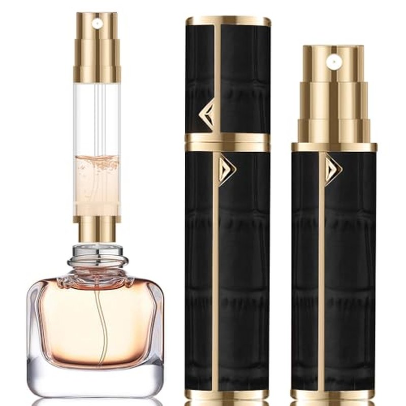5ml Perfume Atomizer Travel Refillable,Mini Cologne Dispenser, Bottom-Filling Fragrances Perfumes Bottle,Portable Sprayer Pocket Size for Women Men Cruise Car Trip Gift£¨Black£©