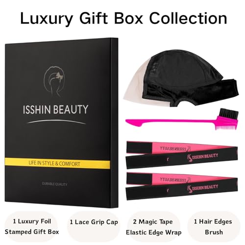 Isshin Beauty Small Size Transparent Swiss Lace Wig Grip Cap with Adjustable Headband - Black