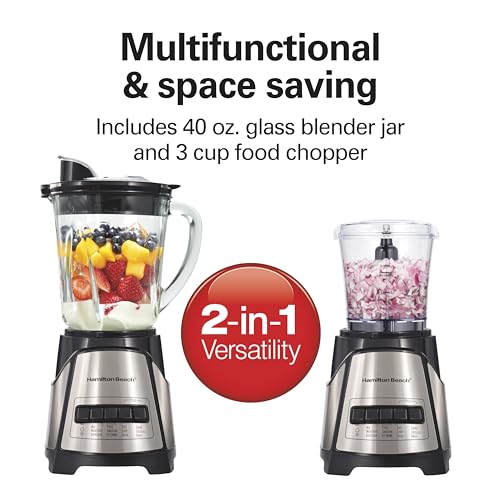Hamilton Beach Power Elite Blender & Food Chopper Set - Black, 40 Oz Glass Jar