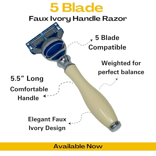 G.B.S Ivory 5-Blade Safety Razor with Ergonomic Handle - Classic Wet Shave