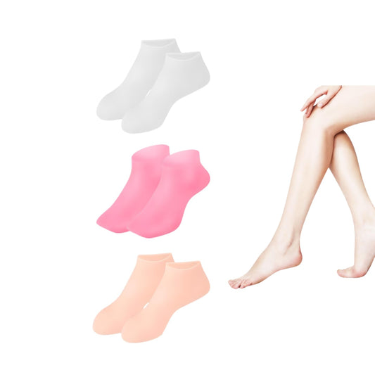 GEDEUBAN 3 Pairs Silicone Gel Lotion Moisturizer Socks for Dry Cracked Feet Overnight Foot Women(3 Colors Assorted, Fits Up to Size 10)