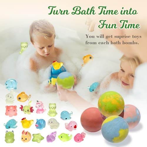 Kids Bath Bombs with Surprise Toys - 20 Pack Natural Handmade Bubble Fizzy Set