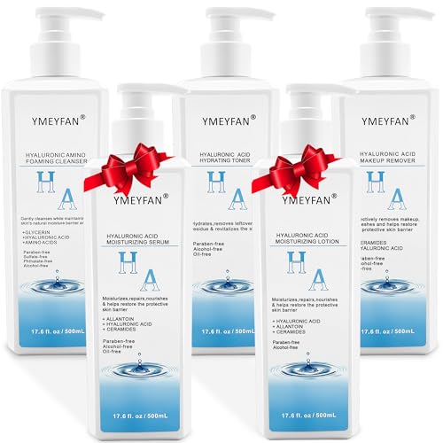 Skincare Set Gift for Women Wife, Large Skin Care Set, Paraben Free, Hyaluronic Acid Facial Kits for Esthetician Supplies Beauty Salon Family(17.6 Fl oz Makeup Remover, Cleanser, Toner, Serum, Lotion)