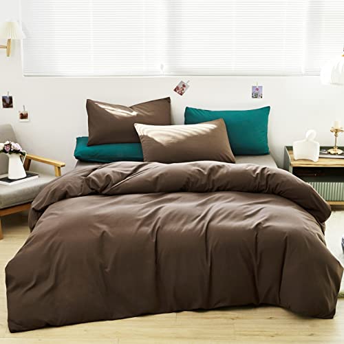 King Size Brown Comforter Set - Soft Microfiber Mocha Bedding, 3 Pieces