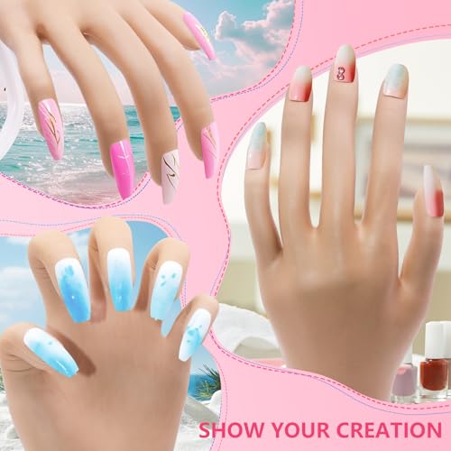Practice Hand for Acrylic Nails with Nail Tips & Art Tools - Beginners Kit