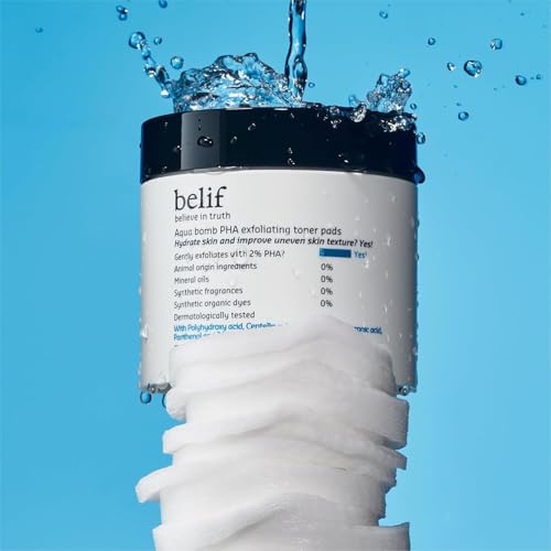 belif PHA 2% Toner Pads Unscented 70 Count - Gentle Exfoliating & Hydrating Facial Pads for Sensitive Skin