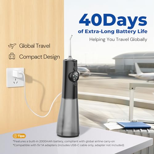 Cordless Water Flosser for Braces 5 Modes 300ML Tank Portable Oral Care