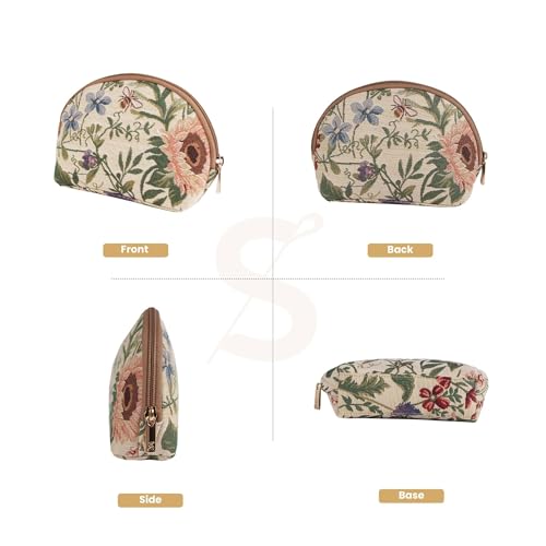 Small Makeup Bag - Morning Garden Tapestry Pouch for Travel & Storage