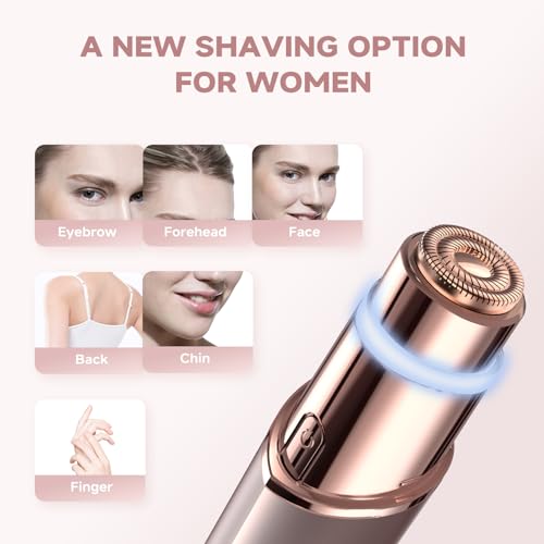 Gurelax Rose Gold 2-in-1 Electric Eyebrow & Facial Hair Trimmer with 3 Replacement Heads