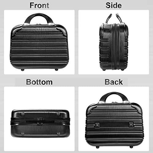 JZRTravel 14 Inch Black Hard Shell Makeup Organizer Case Portable Cosmetic Bag
