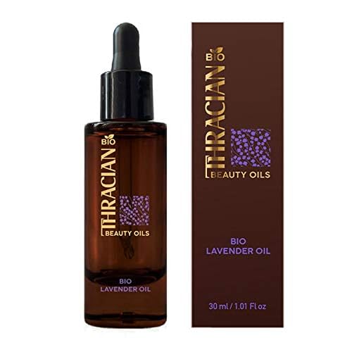 Thracian Bulgarian Beauty Lavender Oil with Bio Premium Certified Bulgarian Lavender, Anti-aging, Moisturizing Oil for Face, Body and Hair in 1.01 fl oz Glass with Dropper