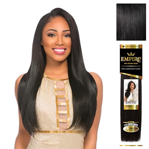 Sensationnel Empire Yaki Human Hair Extensions - 8 Inch Jet Black, Tangle-Free, Soft, High Heat Safe