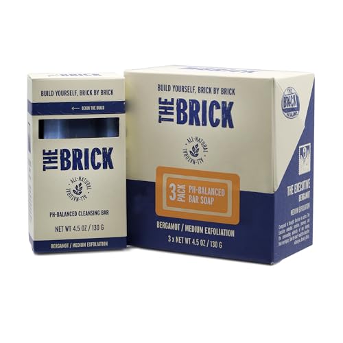 The Brick pH Balanced Bar Soap for Men 3 Pack - Bergamot Scent, Executive Variation