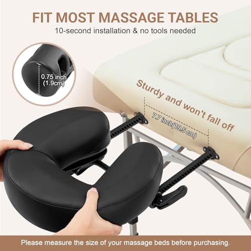 Black Adjustable Massage Table Face Cradle & Headrest - Universal Fit
