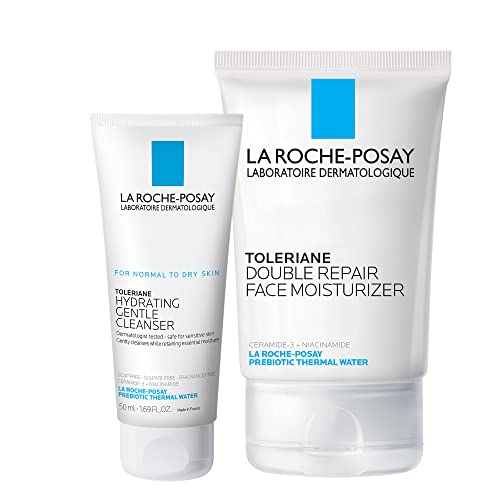 Skin Care Set with Hydrating Moisturizer & Gentle Cleanser for Dry & Sensitive Skin - Travel Size Included
