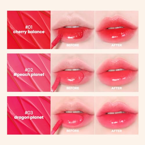 New Planet Tint | Clear Glow Tint Non-Sticky Lightweight Hydrating Long-Lasting Shine High Pigmented Volumizing Moisturizing Natural Lip Stain (#04 Lychee Planet, 4.1g)