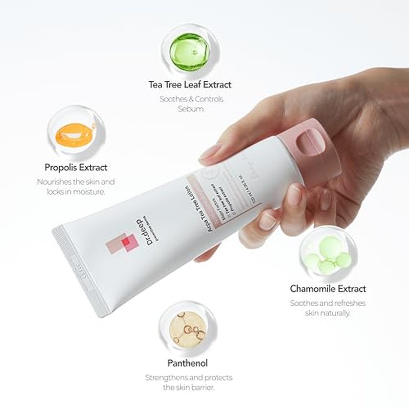 Dr.Deep Acpa Tea Tree Lotion - Lightweight & Non-Greasy Facial Moisturizer for Acne-Prone, Oily, & Sensitive Skin, Non-Comedogenic Formula with Tea Tree Extract - 4.05 fl. oz / 120ml