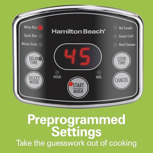 Programmable Rice Cooker & Food Steamer 14 Cups with Rinse Basket - Black & Stainless Steel