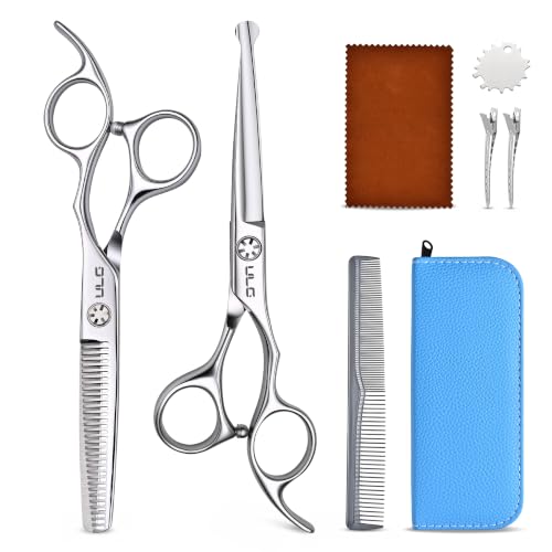 ULG 8pcs Kids & Family Hair Cutting Scissors Kit with Safety Round Tips