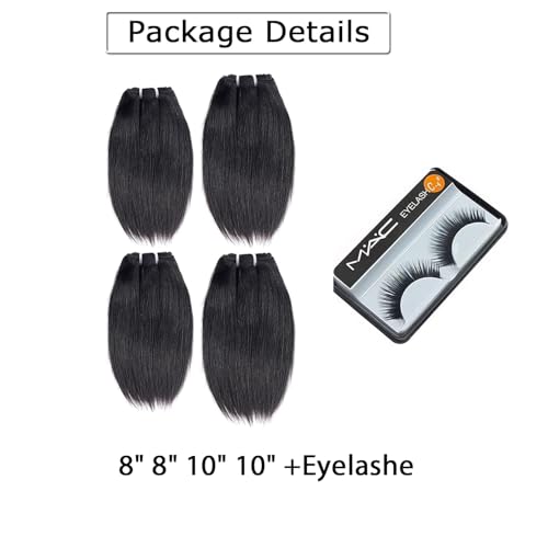Liang Dian 8 8 10 10 Inch Natural Black Brazilian Virgin Straight Human Hair Bundles