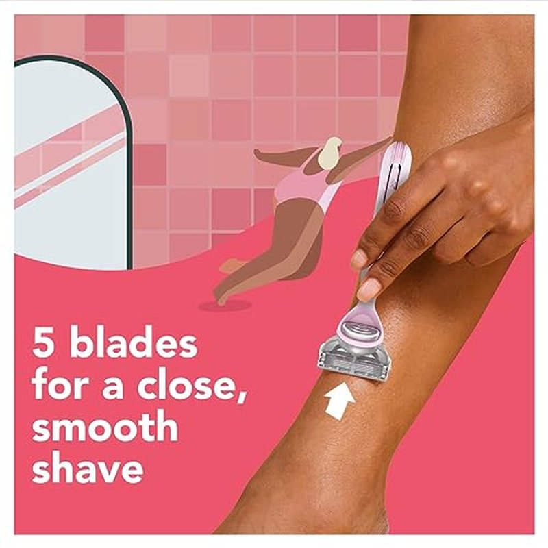 joy Razors for Women, 1 Handle, 8 Razor Blade Refills, Pink, Lubrastrip to Help Avoid Skin Irritation